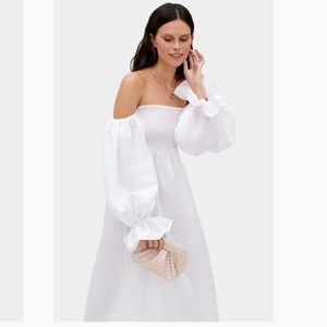 New Sleeper Atlanta Linen Dress in White size small